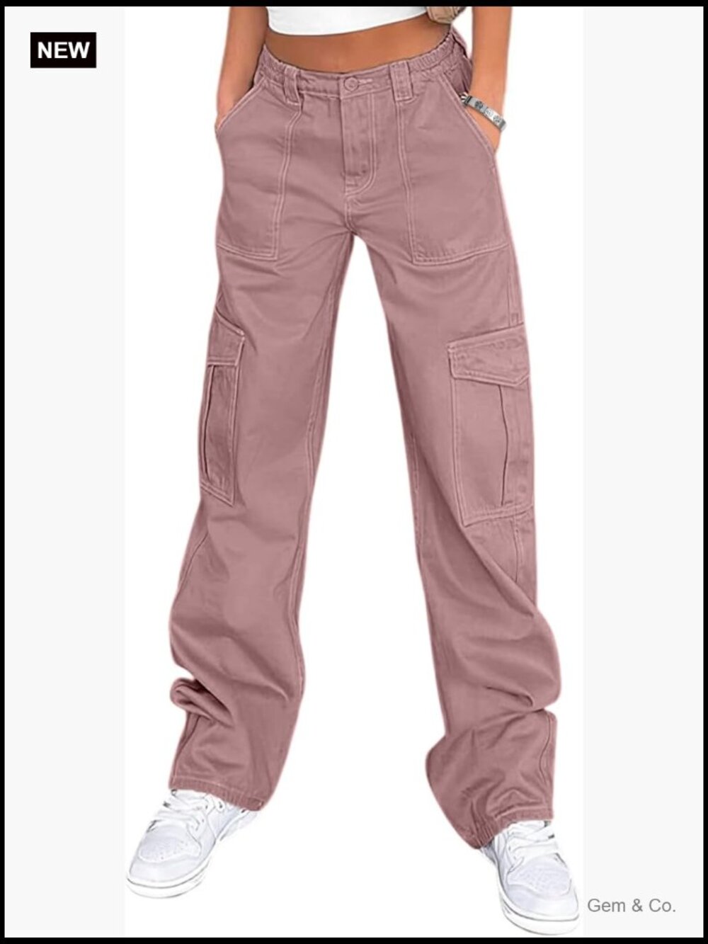 Women's High Waisted Cargo Pants with 6 Pockets Baggy Wide Leg Y2K Streetwear